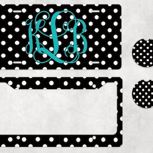 Polka Dot Custom Monogram License Plate/Monogram License Plate or SET