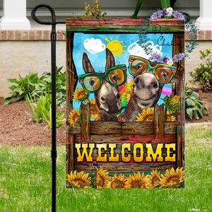 Welcome Donkey Garden Flag: Boho Summer Decor