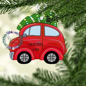 Car with Tree  Christmas  Ornament, Car  ornaments, Christmas ornament, Christmas tree decor, Christmas Tree decorations