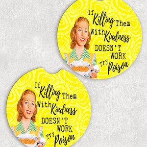 Sarcastic Kindness car coasters, vintage car coasters, retro car coasters, vintage coasters, vintage,  Car Coasters (set of 2)