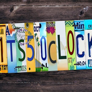 Custom &quot;5 O&#39;Clock&quot; Aluminum License Plate: Cruise Door Decor