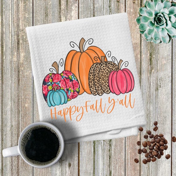 It's Fall Y'all Pumpkin Fall Waffle Weave Dish Towels, Dishtowels