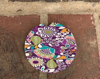 Green/Purple Paisley Car Coasters (set of 2)