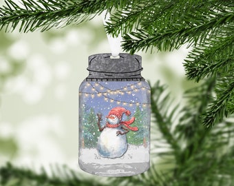 Snowman Mason Jar Christmas Ornament, Christmas decorations, Christmas Decor, Snowman decor, Snowman decorations, Christmas Ornament