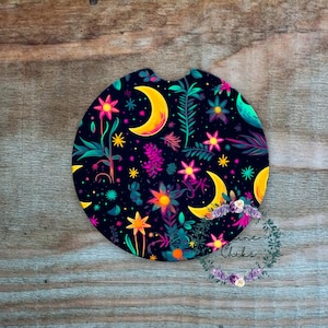 Moon Bright Car Coasters: Absorbent Stone, Vintage Style (Set of 2)