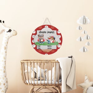 Boy Baseball Birth Announcement Door Hanger, Boy Announcement Hanger Lightweight Door Hangers, Hangers, Home Decor, Door Hangers, Door Decor