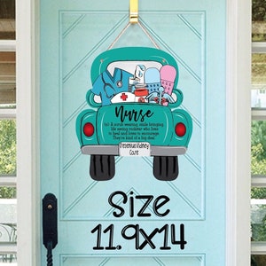 Nurse Truck Door Hanger: Nurse Appreciation Decor (11.9x14)
