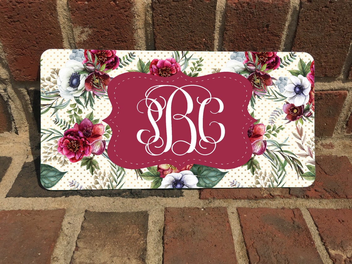 Floral License Plate Red Flower License Plate Red Flower Etsy