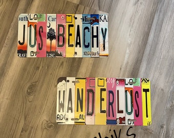 Wanderlust Aluminum License Plate Art - Beachy Cruise Door Decor