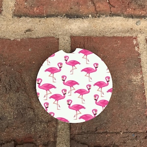 Flamingo Print Car Coasters (set of 2)