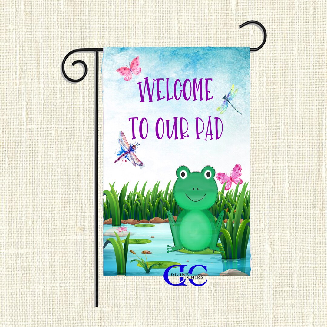 to Our Pad Frog Flag, Garden Flag, Frog Garden Flags, Garden Flags, Flags for Mom Etsy
