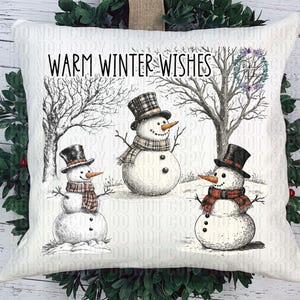 Warm Winter wishes snowman Pillows, Christmasy Decor, Porch pillows, gifts,  pillow cases,  farmhouse pillows, farmhouse,