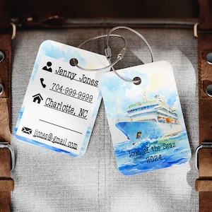 Cruise Ship Luggage tags, Beach Luggage Tags, Bag Tags, Travel Tags, Christmas Gifts, Stocking Stuffers, Family Cruise Tags