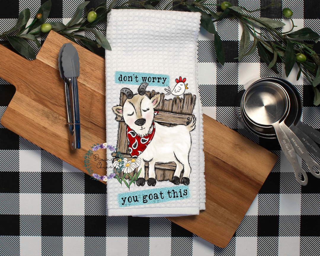 Goat This Hand Towels Funny Hand Towels Farm Animal Kitchen Etsy
