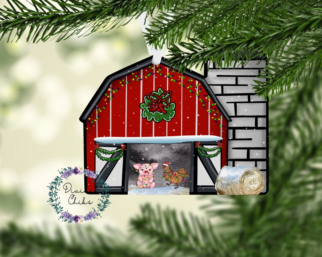 Animal Barn and Silo Ornament, Barn Ornaments, Ornament Gifts ...