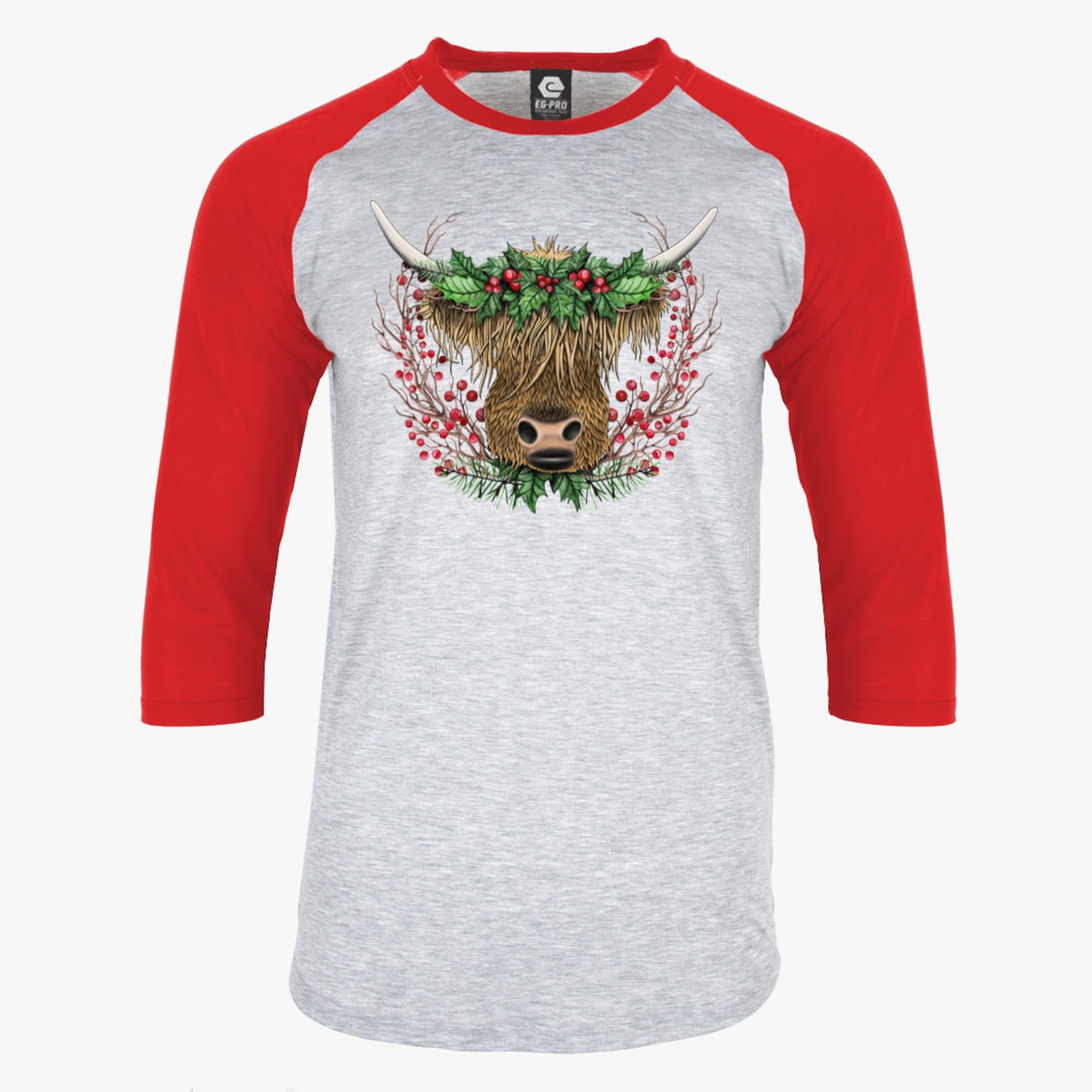 Christmas Cow Tee Highland Cow Christmas shirt Baseball | Etsy