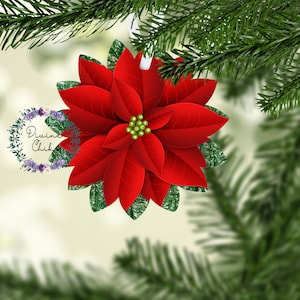 Poinsettia Christmas Ornaments, Whimsical poinsettia ornaments for christmas tree, Poinsettia ornaments for gifts