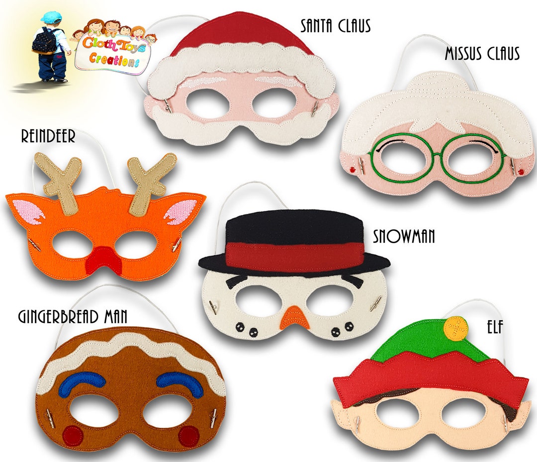 Children's Dress up Mask Embroidered Felt Mask Christmas Etsy Australia