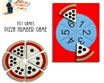 Children's Felt Counting Pizza Game, Number Matching, Quiet Play,  Educational Toy, Toddler Toy, Home Schooling, Kids learning Toy Handmade.