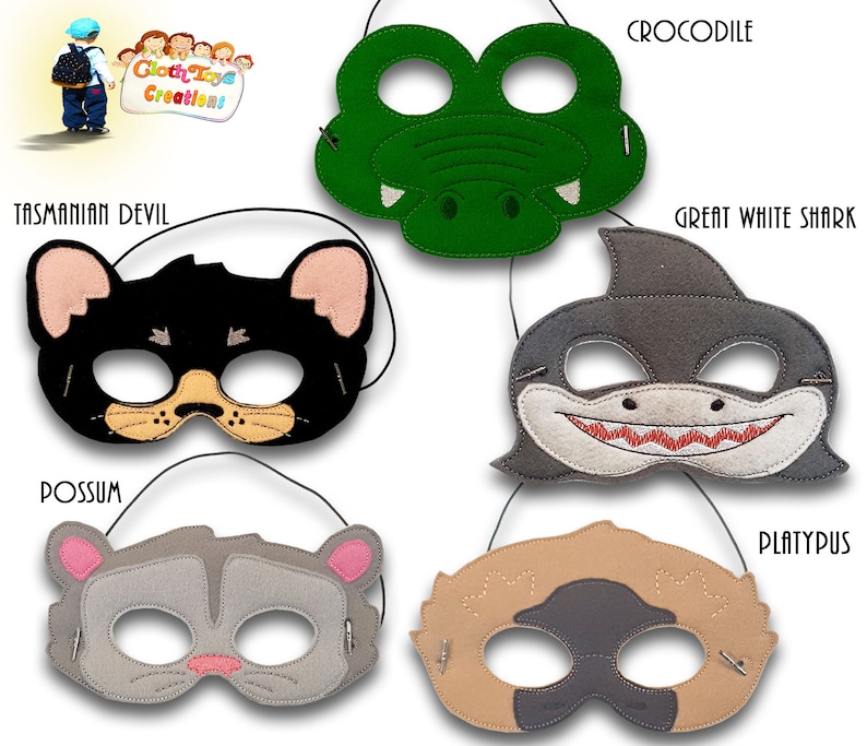 Children's Dress up Mask Embroidered Felt Mask Etsy