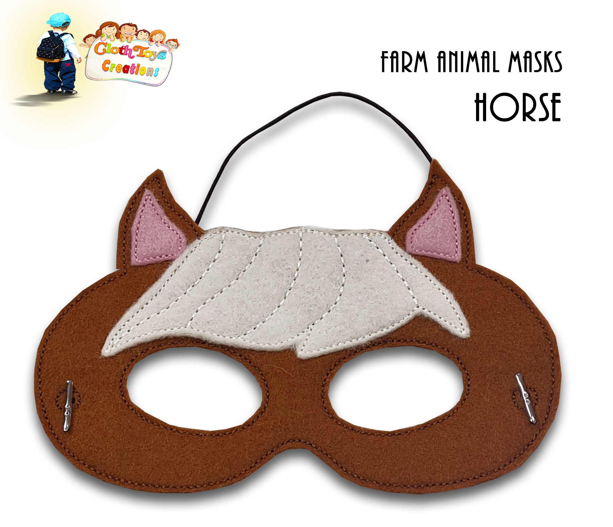 Children's Dress up Mask Embroidered Felt Mask Farm Etsy Australia