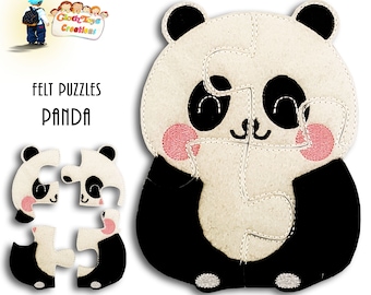 Child's Wool Felt Puzzle, Toddler Puzzle, Soft Panda Puzzle, Quiet Play,  4 Piece Puzzle, Learning activity, Kid's Educational Toy,