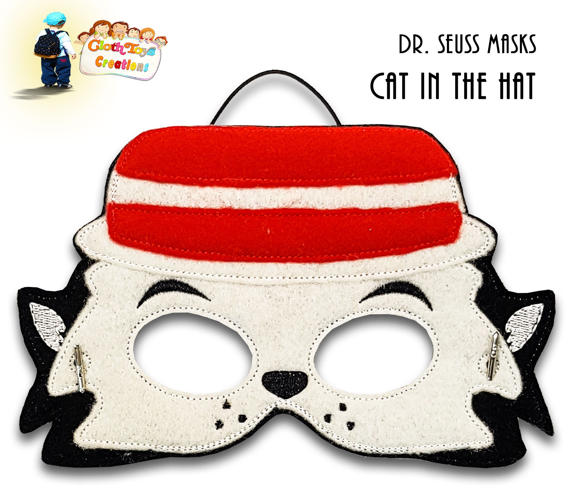 Children's Dress up Mask Embroidered Felt Mask Dr Seuss Etsy.de