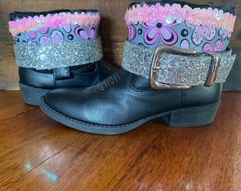 Black upcycled western cowboy boots girl’s size 2