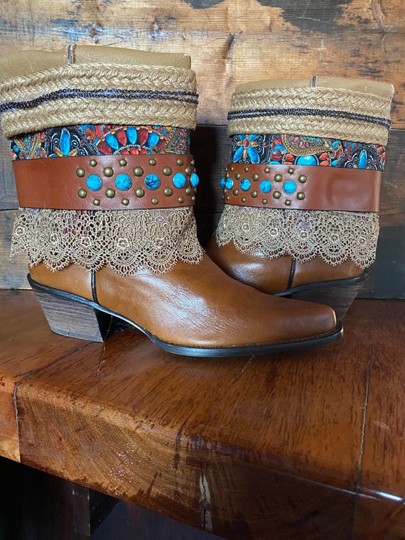 Upcycled western cowboy boots women’s size 6
