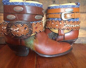 TONY LAMA upcycled western cowboy boots women's size 11