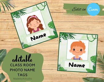 Monstera Jungle Leaves Classroom Name Tags: Editable Cubby Labels (Digital Download)
