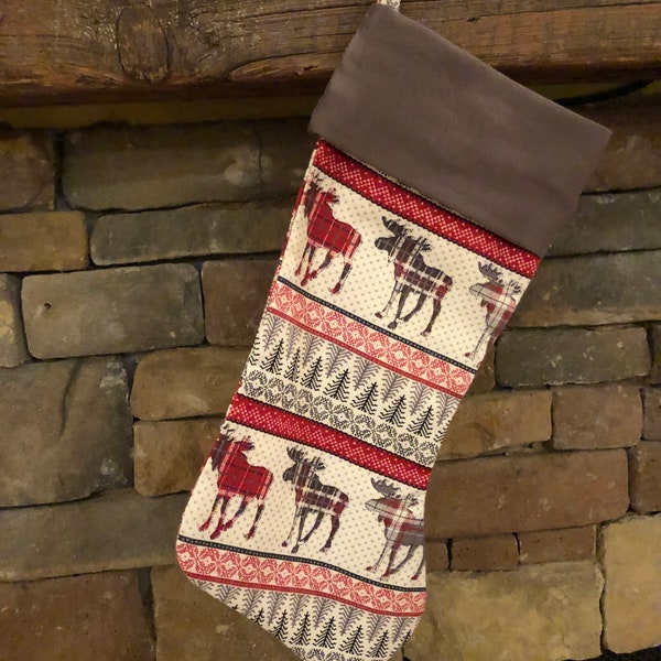 Plaid Moose Stocking