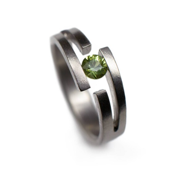 Sapphire Ring Black Zirconium Tension Set Jewelry Stunning Sapphire Band