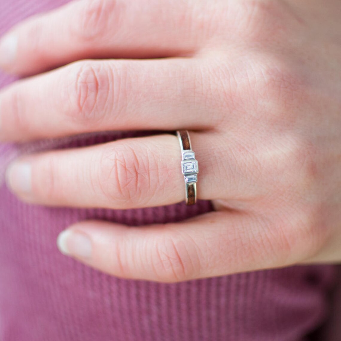 Wooden Engagement Ring in Bubinga Wood White Gold and Etsy UK