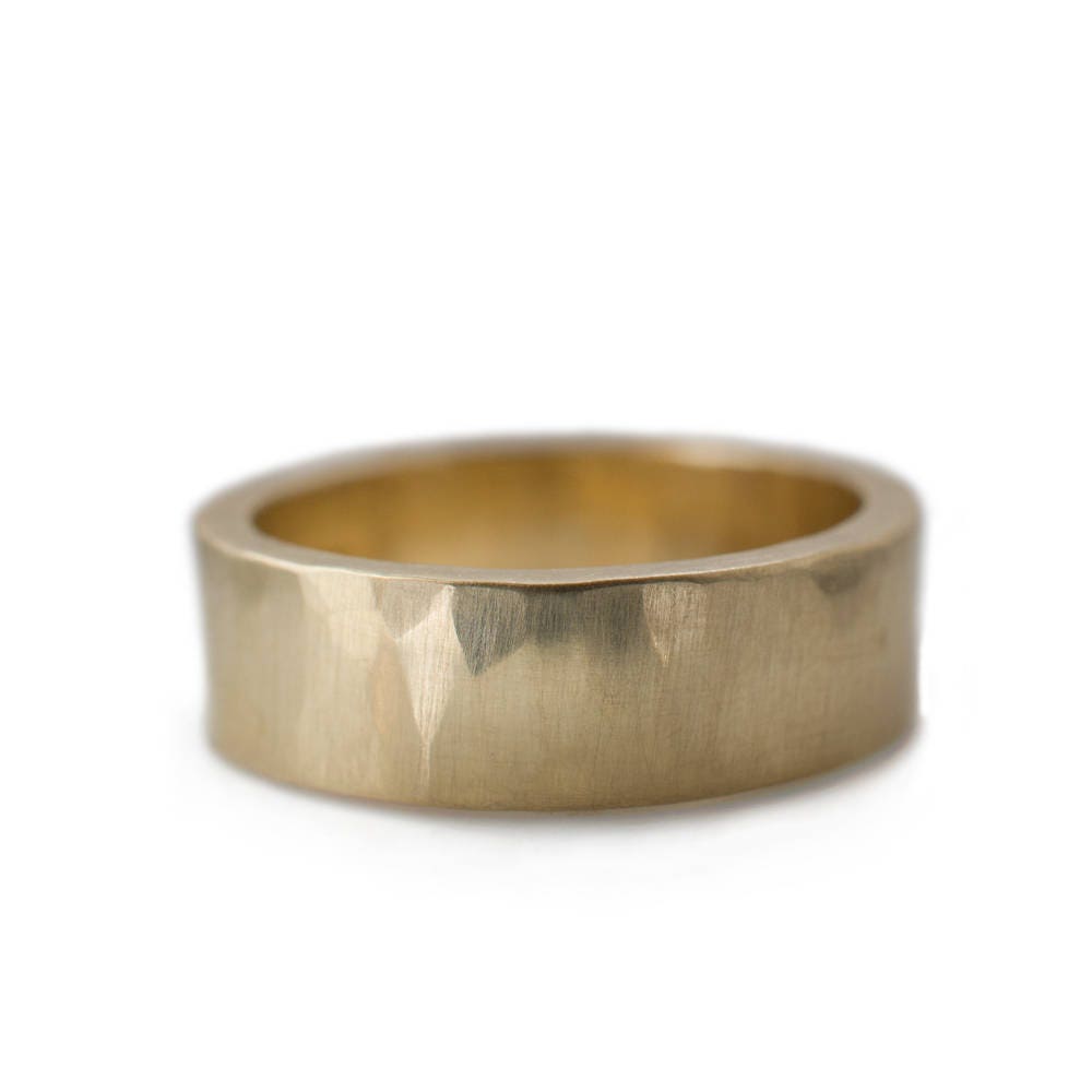 Heavy 14k Gold Ring With Hammered and Brushed Finish. Solid - Etsy Canada