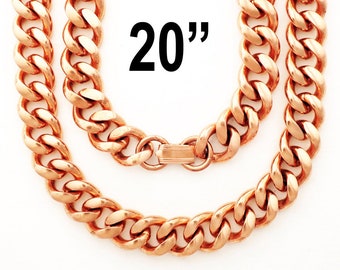 Solid Copper Necklace Chain Heavy Duty Cuban Curb Chain Necklace NC79 Extra Heavy 13mm Copper Curb Chain Necklace 20 Inch Chain