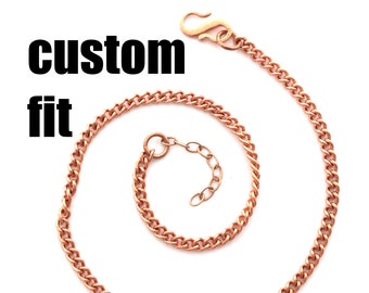 Custom Anklet Chain Solid Copper Fine Curb Ankle Chain AC71M Lightweight Adjustable Solid Copper Anklet Chain Custom Ankle Bracelet