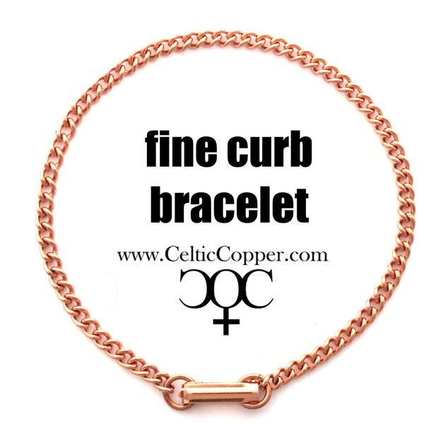 Solid Copper Bracelet Chain Fine Cuban Curb Chain Bracelet BC71 Lightweight Comfortable 3mm Curb Copper Bracelet Chain