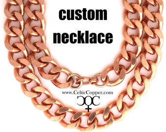 Men's Custom Necklace Chain NC162M Super Chunky 16mm Solid Copper Curb Chain Necklace Custom Size Chain