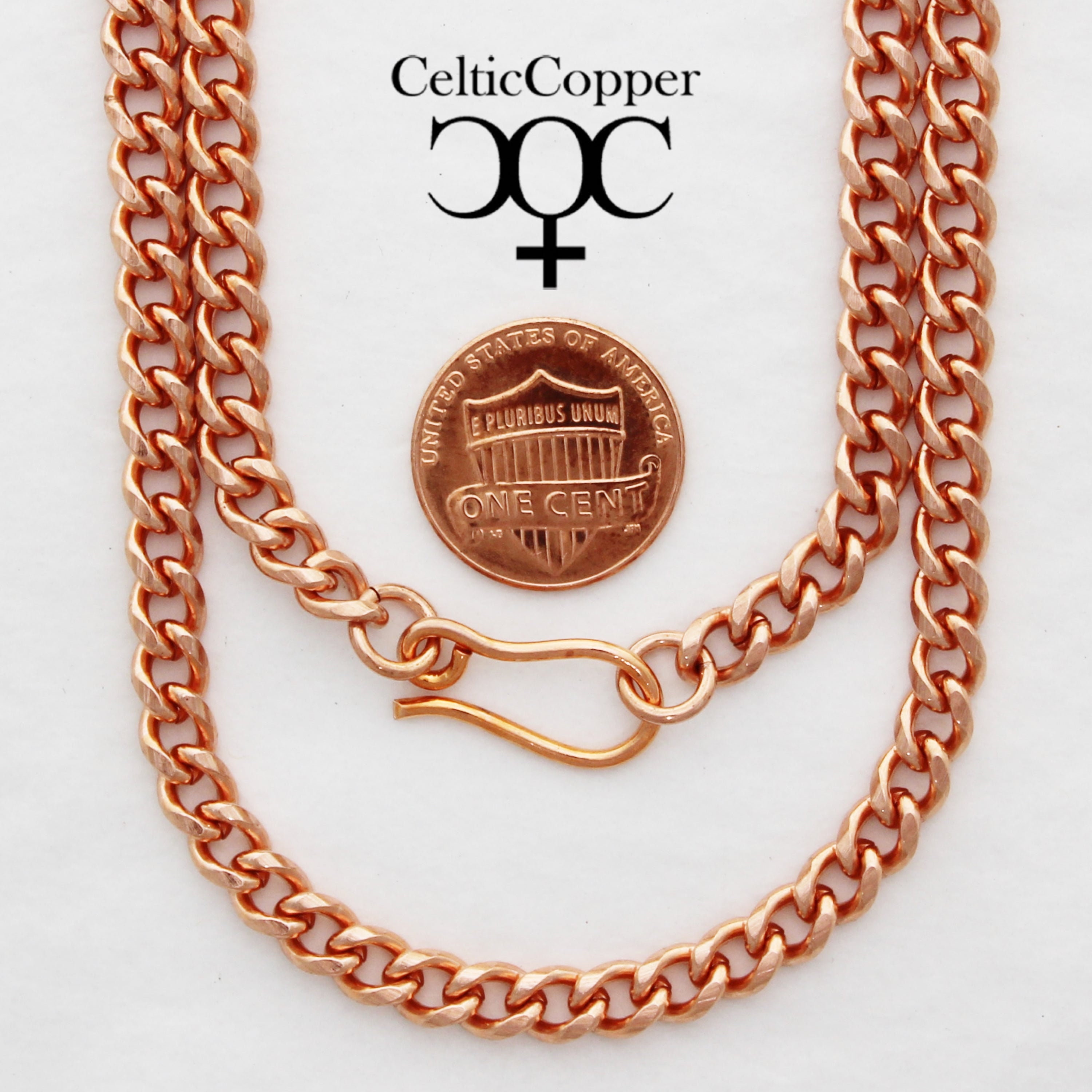 Solid Copper Cuban Curb Chain Necklace 24 Inches NC72 Copper