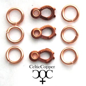 3 Copper Jewelry Repair Kits 9-Piece Set Clasp And Rings 16x10mm Solid Copper Sister Hook Clasp Kit