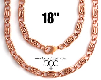 Solid Copper Necklace Chain Celtic Scroll Chain Necklace NC66 Medium 5mm Copper Necklace Celtic Copper Necklace 18 Inch Chain