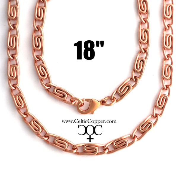 Collier chaîne en cuivre massif Collier chaîne parchemin celtique NC66 Moyen 5 mm Collier en cuivre Collier en cuivre celtique Chaîne de 18 pouces