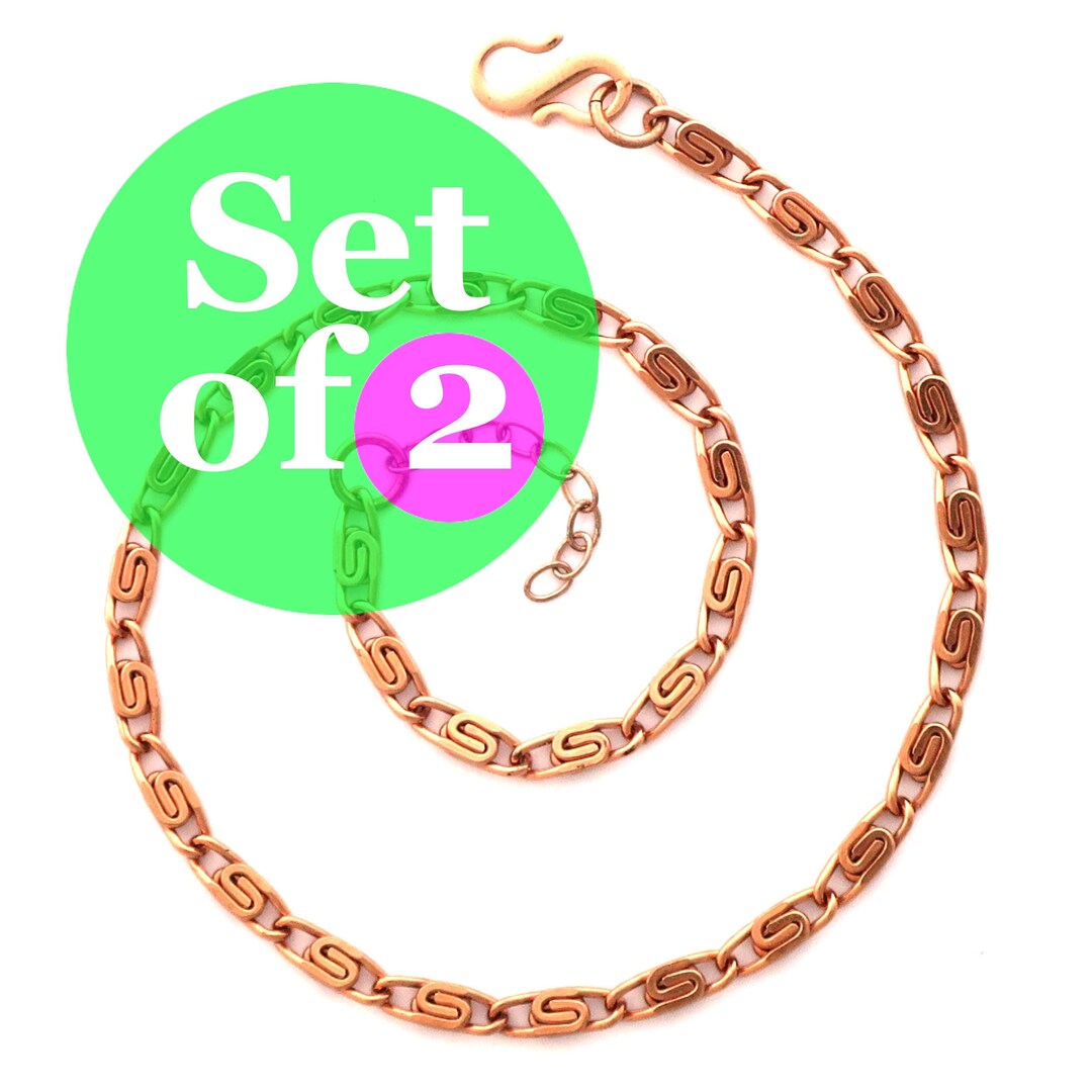 Solid Copper Anklet Set Celtic Scroll Chain Anklets AC61S Etsy