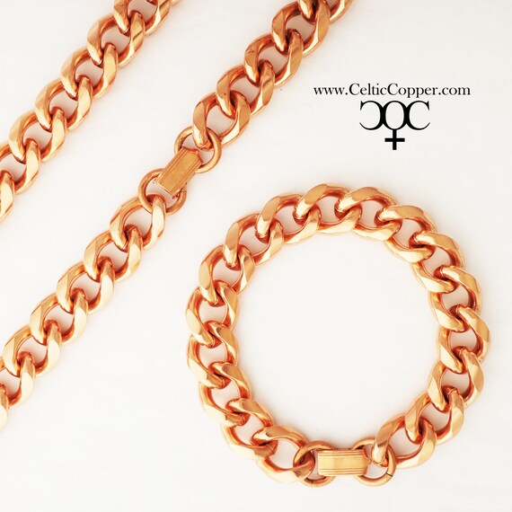 Collier En Cuivre Pur 99,9% - Homme Et Femme - Chaîne Réglable - Cadeau élégant Et Hypoallergénique