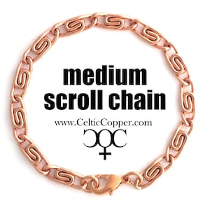 Copper Scroll Chain Bracelet Medium 5.8mm Pure Copper Bracelet Chain All Sizes Brass Lobster Clasp
