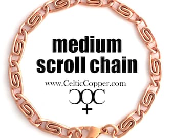 Copper Scroll Chain Bracelet Medium 5.8mm Pure Copper Bracelet Chain All Sizes Brass Lobster Clasp