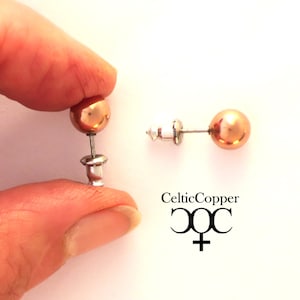 Copper Earring Studs Round Ball Stud Earrings EC42 Solid Copper 7mm Ball Post Earring Studs