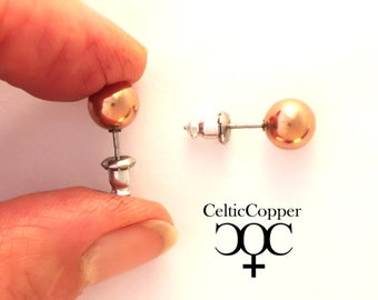 Copper Earring Studs Round Ball Stud Earrings EC42 Solid Copper 7mm Ball Post Earring Studs