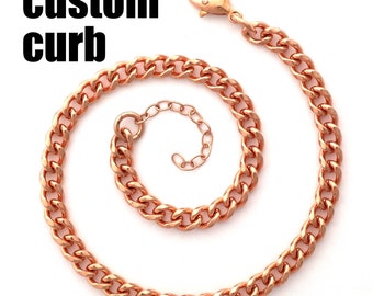 Custom Anklet Chain Solid Copper Medium Curb Ankle Chain AC72M Adjustable Solid Copper Anklet Chain Custom Ankle Bracelet